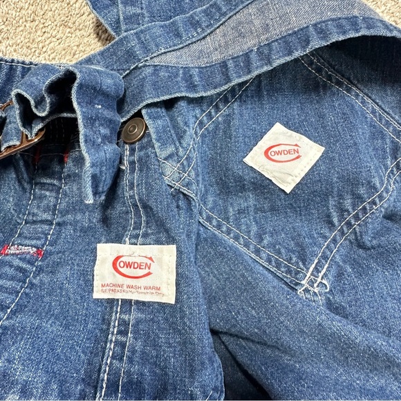 Cowden Men’s Vintage 80s Denim Bib Overall Carpenter Ranch Barn Workwear 32X28 - Picture 8 of 14